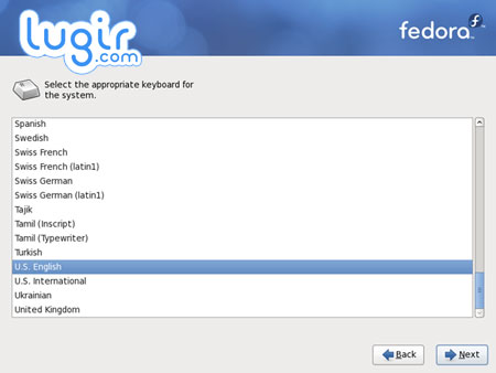 安装 Fedora 12，选择键盘类型[图]